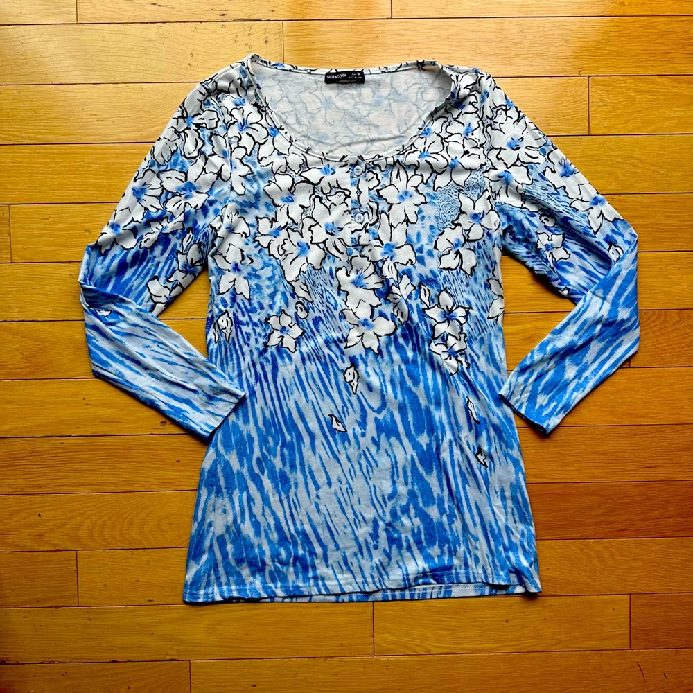 Noracora Blue Floral Women's Top size M